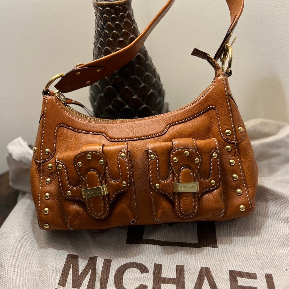 Michael Kors Brown Shoulder Bag with Gold Hardware